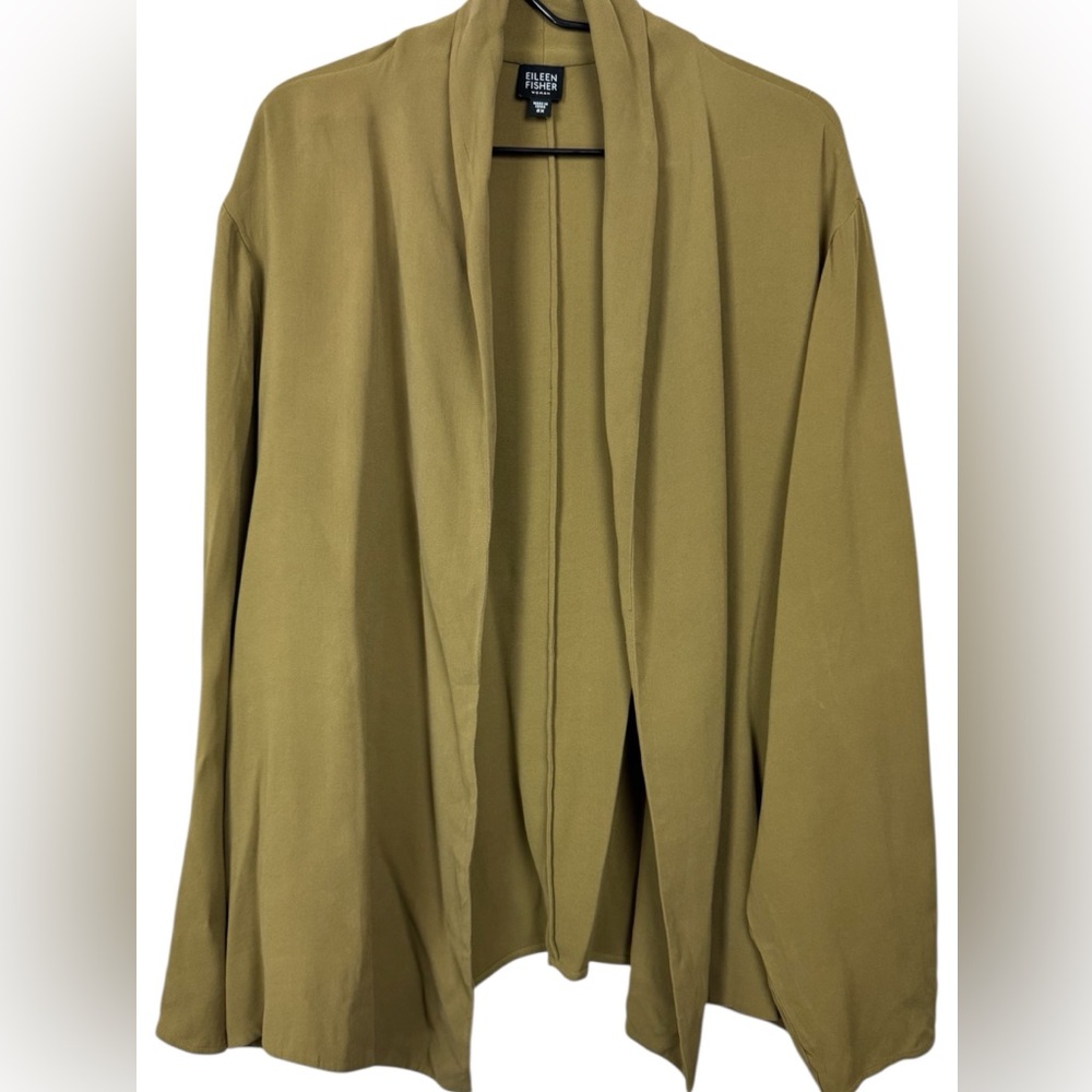 Eileen Fisher Open Front Silk Cardigan Long Sleeve Casual  Women's 2X